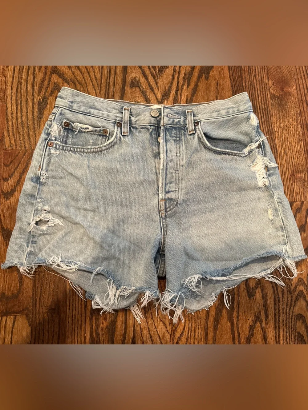 Agolde Parker Long Vintage Denim Shorts